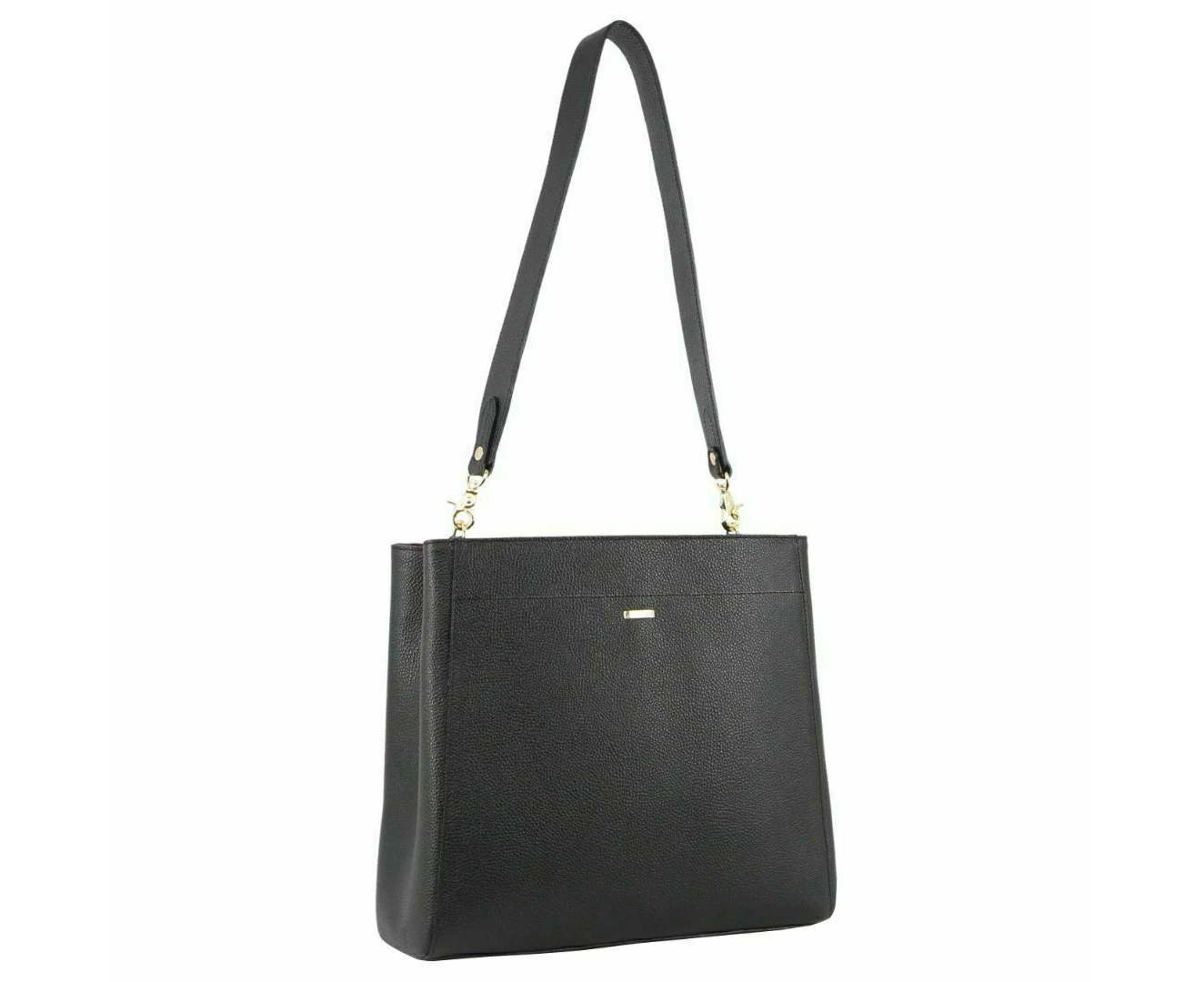 Morrissey Womens Italian Structured Leather Cross Body Bag Handbag Ladies - Black