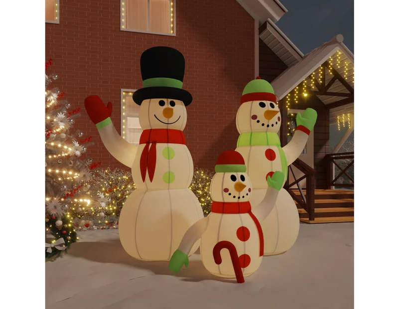 vidaXL Inflatable Snowman Family with LEDs 360 cm