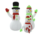 vidaXL Inflatable Snowman Family with LEDs 360 cm