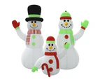 vidaXL Inflatable Snowman Family with LEDs 360 cm