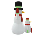 vidaXL Inflatable Snowman Family with LEDs 360 cm