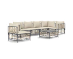 vidaXL 7 Piece Garden Lounge Set with Cushions Anthracite Poly Rattan