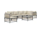 vidaXL 7 Piece Garden Lounge Set with Cushions Anthracite Poly Rattan