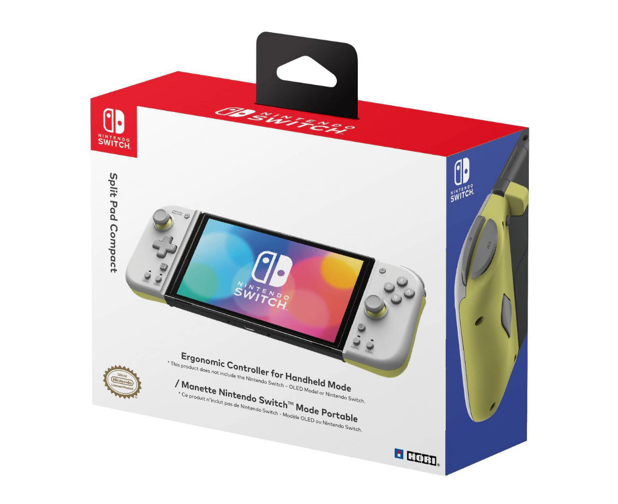 Hori Light Grey and Yellow Split Pad Compact Controller for Nintendo Switch