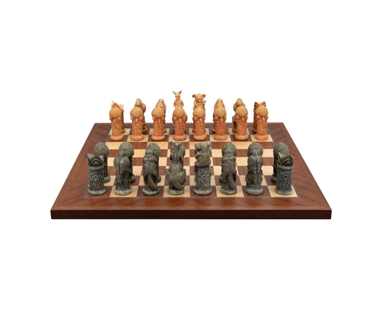 Dal Rossi Italy Australiana Chess Pieces With 40cm Mahogany Maple Chess Board