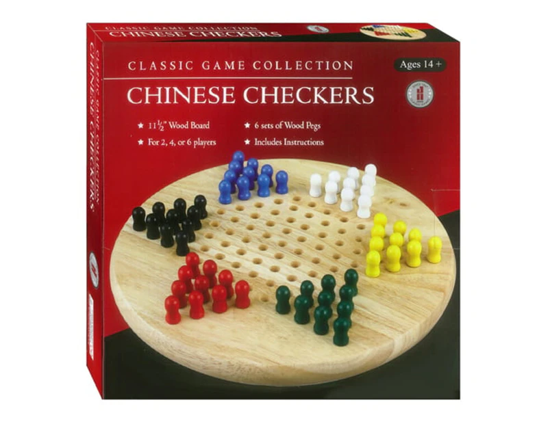 Classic Games Collection Chinese Checkers With Wooden Pegs Board Game