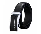 Adjustable Slide Genuine Leather Belt Men's Plate Reversible Buckle Business Dress Belts