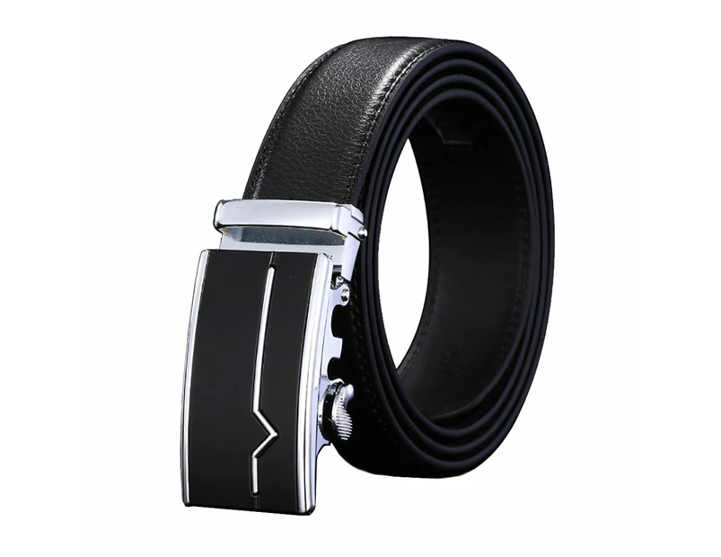 Adjustable Slide Genuine Leather Belt Men's Plate Reversible Buckle Business Dress Belts