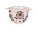 Pusheen The Cat Ceramic Ramen Bowl With Chopsticks