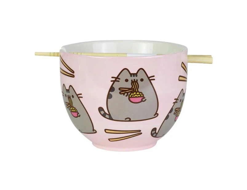 Pusheen The Cat Ceramic Ramen Bowl With Chopsticks