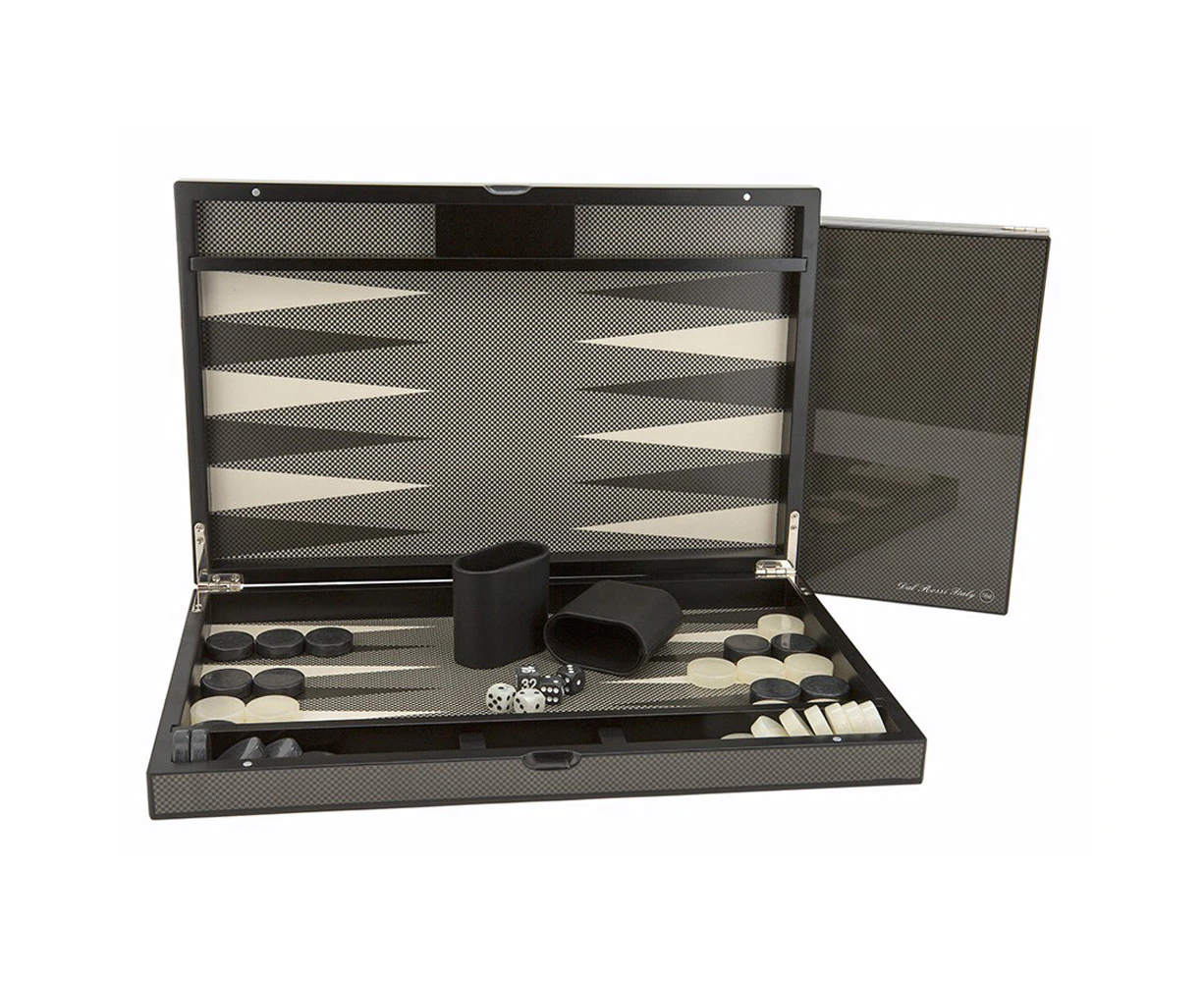 Dal Rossi Carbon Fibre 15 inch Backgammon Set