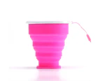 1Pc 200ml Portable Silicone Retractable Folding Cup with Lid Telescopic Collapsible Drinking Cup Outdoor Travel Water Cup pink