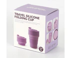 350ML Food-Grade Silicone Folding Cup, With Lid, Reusable Portable Coffee Cup, Hot Drink ,Suitable For Travel And Camping VIOLET