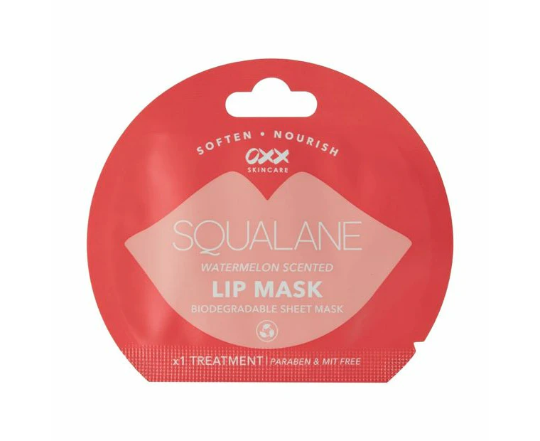 Biodegradable Lip Sheet Mask, Squalane & Watermelon Scented - OXX Skincare