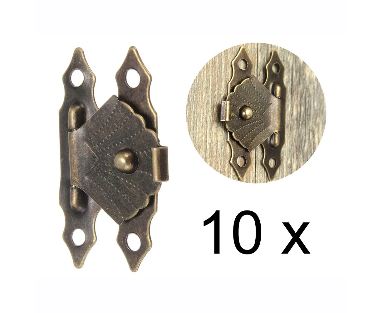 10Pcs Box Latch Clasps Antique Bronze Iron Jewelry Box Padlock Hasps Latch Clasp Lock 30*18mm