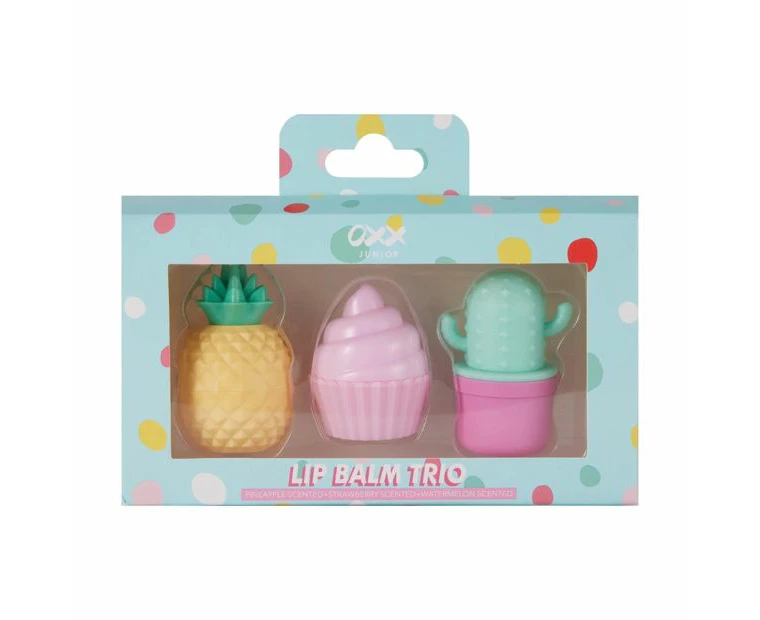 Lip Balm Trio, Pineapple, Watermelon and Strawberry Scented - OXX Junior