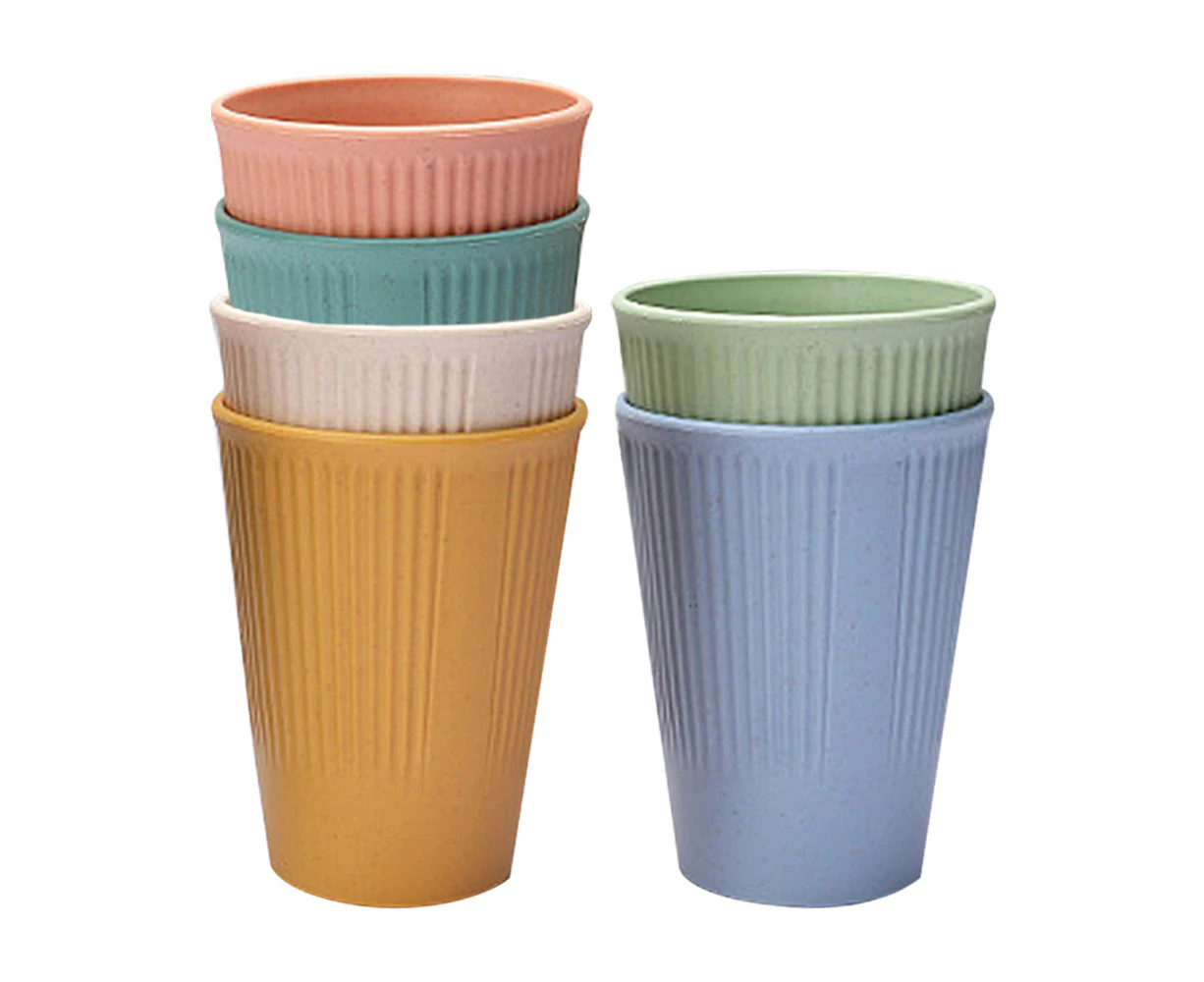 Wheat Straw Cup,Reusable Multicolor Mug Set for Coffee, Tea, Water, Gargle cup - Eco-Friendly - 6 Pcs