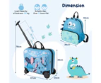 Kids Ride-on Luggage Set 18" +12" Travel Suitcase & Backpack Set w/Anti-Lost Rope Blue