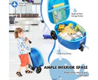 2-in-1 Kids Suitcase Scooter Set Foldable Ride-on Luggage w/LED Lit Wheels Blue