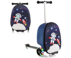 2-in-1 Kids Suitcase Scooter Set Foldable Ride-on Luggage w/LED Lit Wheels Astronaut Pattern