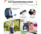 2-in-1 Kids Suitcase Scooter Set Foldable Ride-on Luggage w/LED Lit Wheels Astronaut Pattern