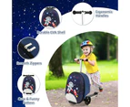 2-in-1 Kids Suitcase Scooter Set Foldable Ride-on Luggage w/LED Lit Wheels Astronaut Pattern