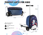 2-in-1 Kids Suitcase Scooter Set Foldable Ride-on Luggage w/LED Lit Wheels Astronaut Pattern