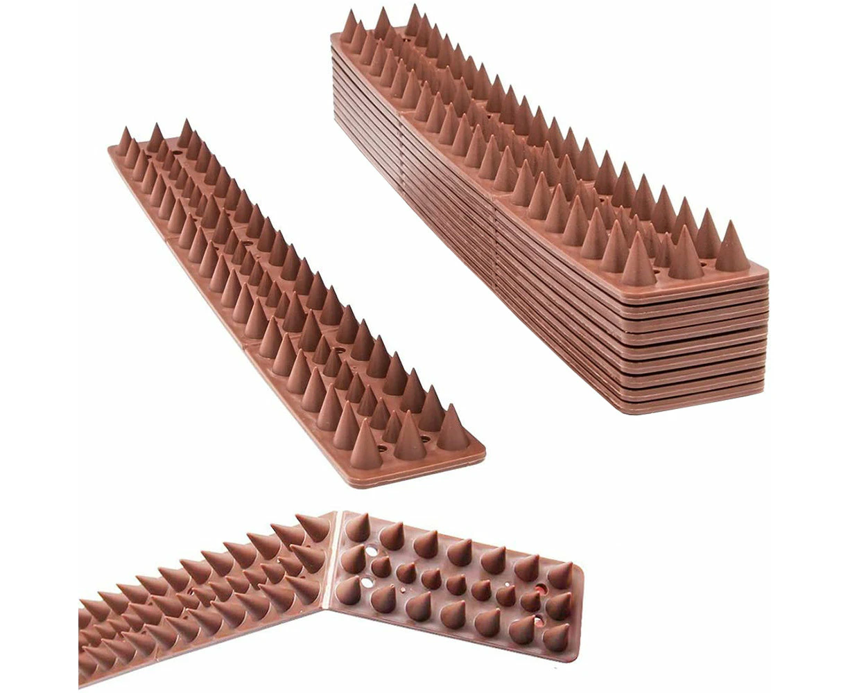 10PCS Bird Deterrent Spikes Anti Cat Climb Wall Fence Spikes Bird Repellent Brown