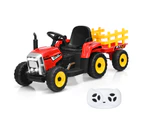 Kids Electric Ride On Tractor w/Trailer 12V Battery Powered Car w/LED Lights & USB Port Children Perfect Gift Red