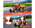 Kids Electric Ride On Tractor w/Trailer 12V Battery Powered Car w/LED Lights & USB Port Children Perfect Gift Red