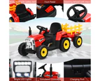 Kids Electric Ride On Tractor w/Trailer 12V Battery Powered Car w/LED Lights & USB Port Children Perfect Gift Red