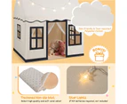 Kids Play Tent w/LED Lights Children Playhouse Play Castle w/Anti-slip Mat & 2 Windows Beige