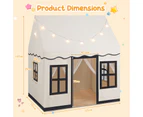 Kids Play Tent w/LED Lights Children Playhouse Play Castle w/Anti-slip Mat & 2 Windows Beige