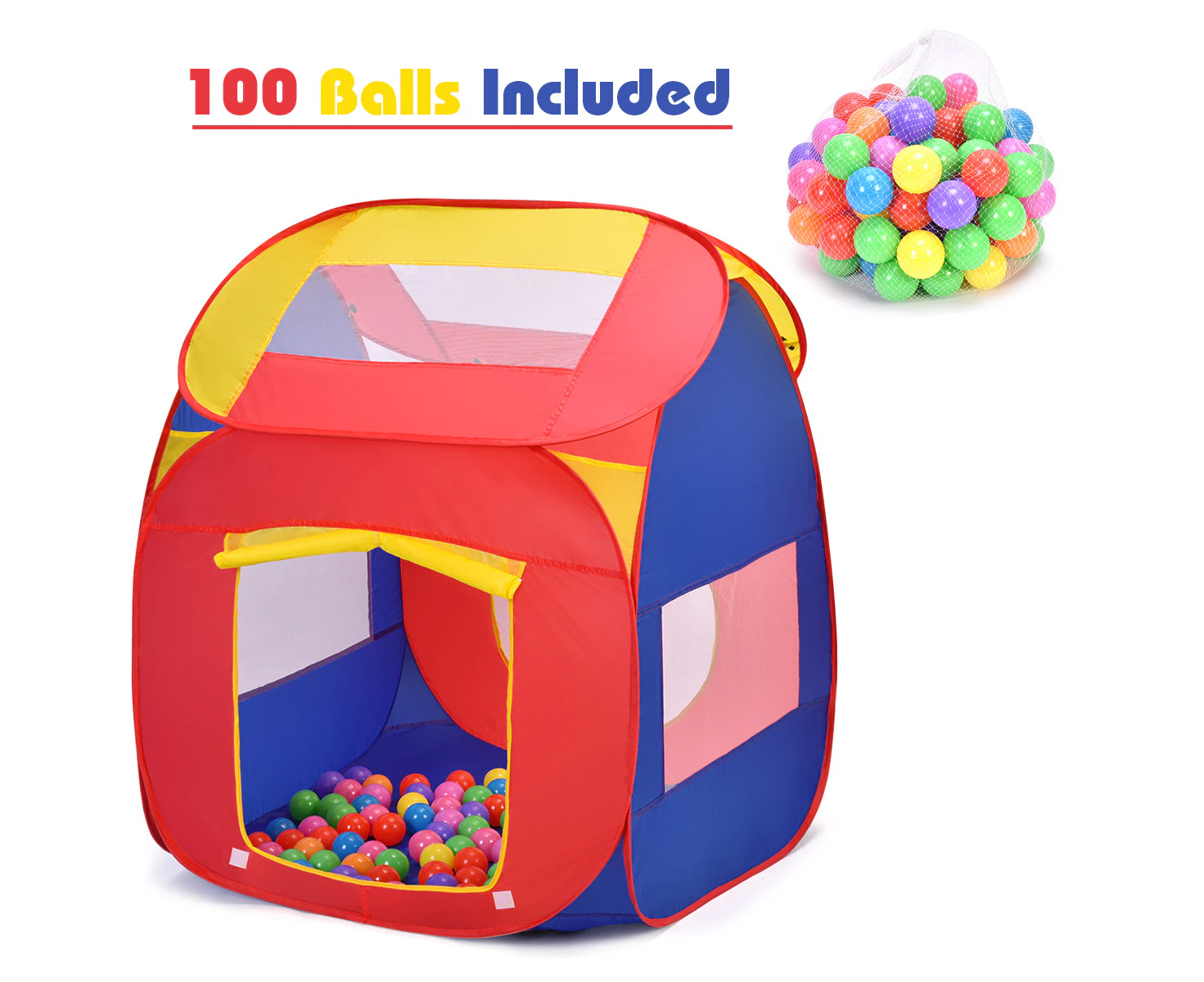 Kids Pop Up Tents Foldable Toddler Playhouse Cubby w/100 Ocean Balls Children Gift