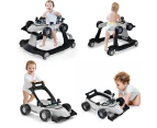 4-in-1 Baby Walker Folding Activity Car Toddler Push Car Adjustable Height & Speed w/Music Box Grey