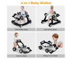 4-in-1 Baby Walker Folding Activity Car Toddler Push Car Adjustable Height & Speed w/Music Box Grey