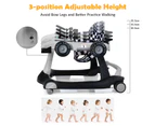 4-in-1 Baby Walker Folding Activity Car Toddler Push Car Adjustable Height & Speed w/Music Box Grey