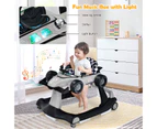 4-in-1 Baby Walker Folding Activity Car Toddler Push Car Adjustable Height & Speed w/Music Box Grey