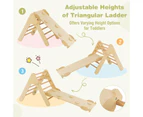 3-in-1 Kids Climbing Toys Playset Wood Rocking Arch Slide Set w/Double Sided Ramp Natural