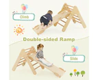 3-in-1 Kids Climbing Toys Playset Wood Rocking Arch Slide Set w/Double Sided Ramp Natural