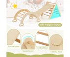 3-in-1 Kids Climbing Toys Playset Wood Rocking Arch Slide Set w/Double Sided Ramp Natural