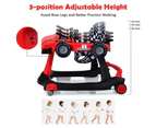 4-in-1 Baby Walker Folding Activity Car Toddler Push Car Adjustable Height & Speed w/Music Box Red