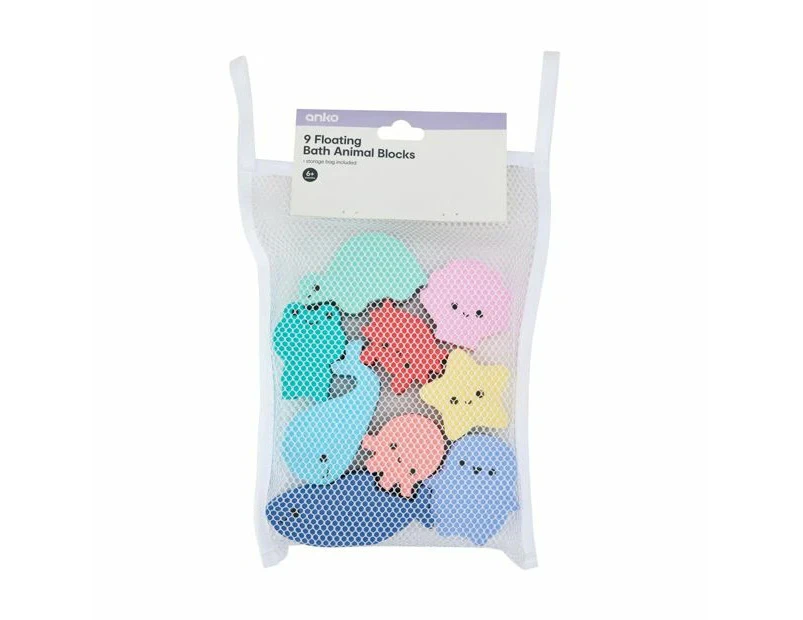 9 Piece Floating Bath Animal Blocks - Anko