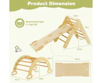 3-in-1 Kids Climbing Toys Playset Wood Rocking Arch Slide Set w/Double Sided Ramp Natural