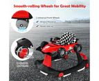 4-in-1 Baby Walker Folding Activity Car Toddler Push Car Adjustable Height & Speed w/Music Box Red