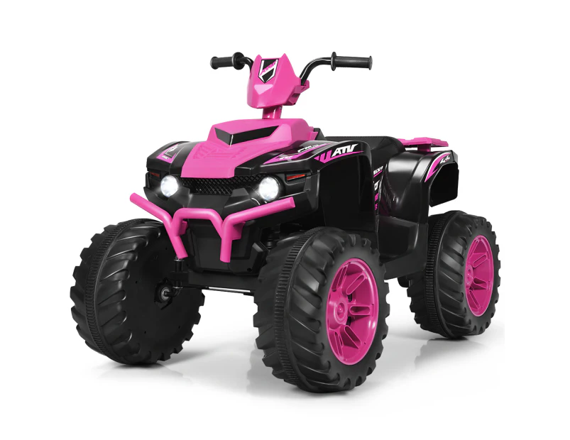 12V Kids Electric Ride on Toys ATV Battery Powered Vehicle High/Low Speed w/LED Lights & Music Pink