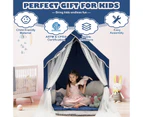 Large Kids Play Tents Children Playhouse Princess Castle w/Removable Mat & Curtain Blue