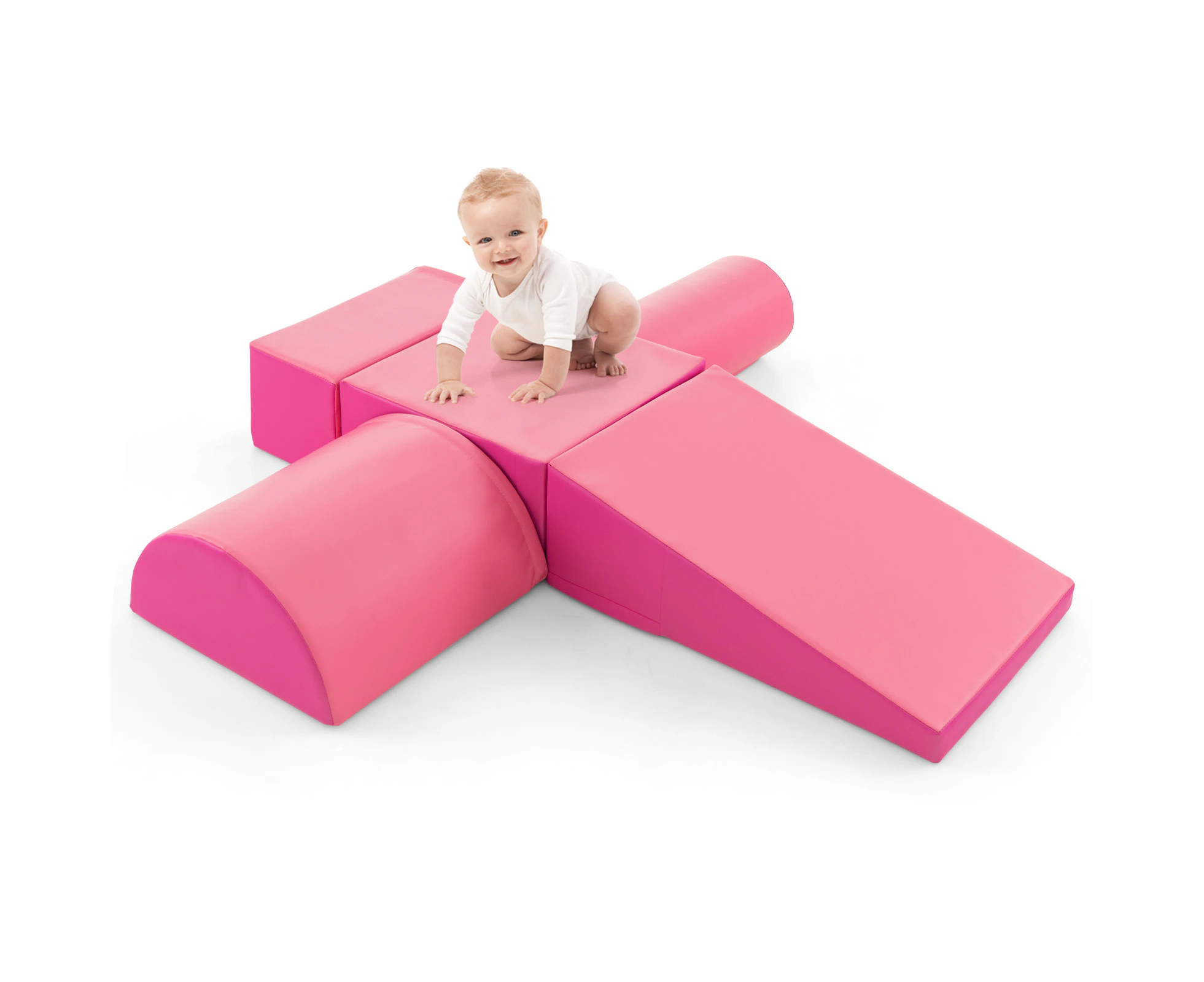 5PCS Kids Climb & Crawl Play Set Colorful Soft Foam Blocks Activity Toys Home Preschool Daycare Rose Red