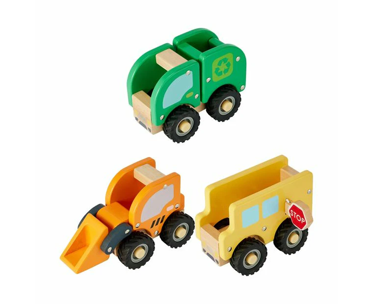 Wooden Town Vehicle, Assorted - Anko