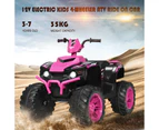 12V Kids Electric Ride on Toys ATV Battery Powered Vehicle High/Low Speed w/LED Lights & Music Pink